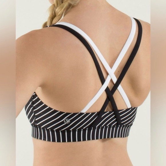 Lululemon Energy Bra, Parallel Stripe Black White / Black - Size 8 - Picture 3 of 5